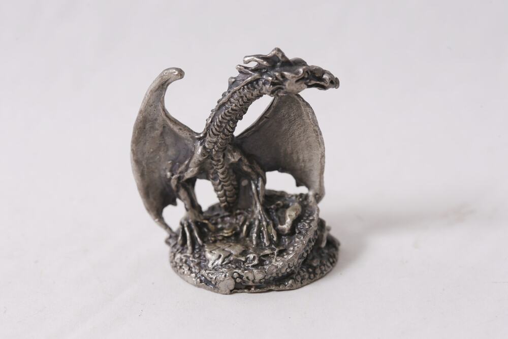 Vintage Pewter Dragon Figurine Signed Fantasy Miniature Game Piece~260602-WH 472